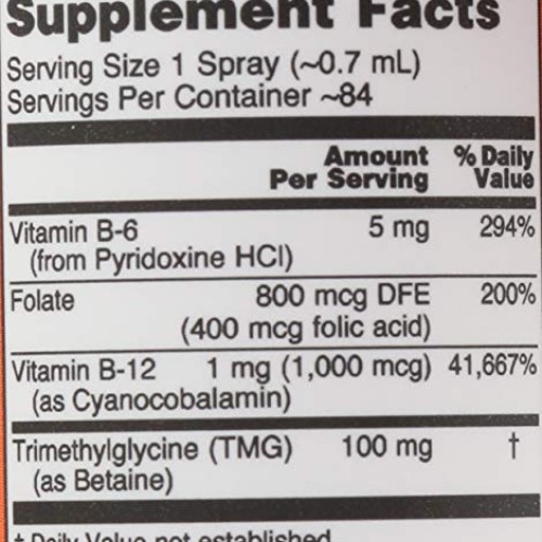 NOW Supplements, Vitamin B-12 Liposomal Spray with Folic Acid, TM...