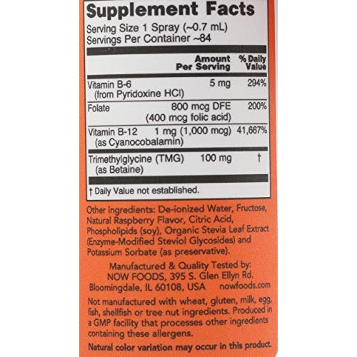 NOW Supplements, Vitamin B-12 Liposomal Spray with Folic Acid, TM...