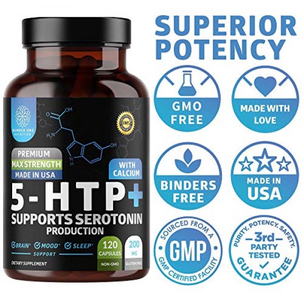 N1N Premium 5-HTP Plus Calcium Max Purity & Strength Enhanced w...
