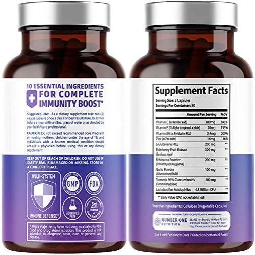 N1N Premium Immune System Booster 10 Potent Ingredients with El...