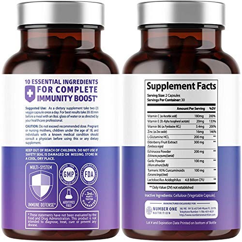 N1N Premium Immune System Booster 10 Potent Ingredients with El...