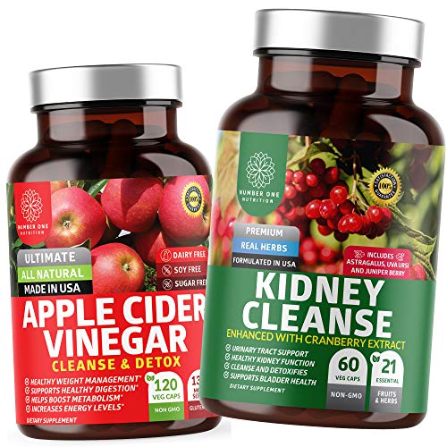 N1N Premium Kidney Support and Apple Cider Vinegar Capsules, All ...