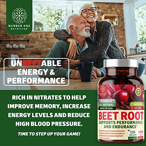 N1N Premium Organic Beet Root Capsules 1300mg, 120 Veg Caps Non-...