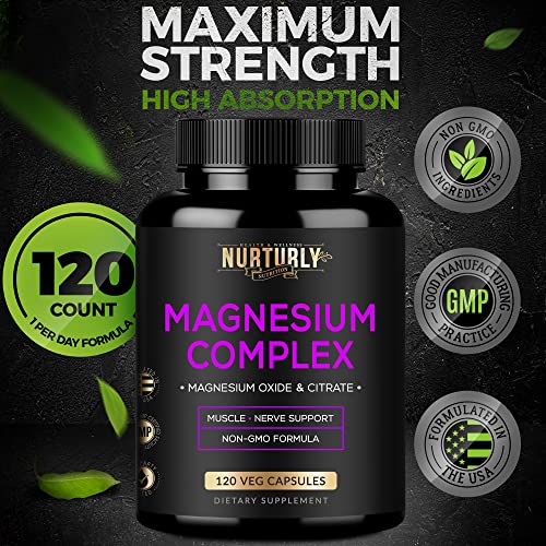 Magnesium Citrate & Oxide 500mg Complex Supplement - High Absorpt...