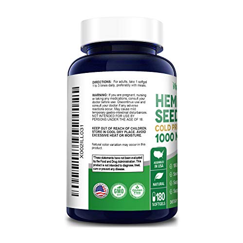 Hemp Seed Oil Capsules | 180,000 mg Per Bottle | 180 Softgels | N...