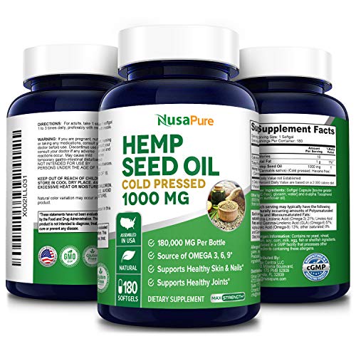 Hemp Seed Oil Capsules | 180,000 mg Per Bottle | 180 Softgels | N...