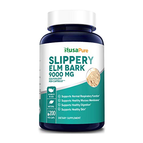 Slippery Elm Bark Extract 9000 mg 200 Veggie Capsules Extract 20...
