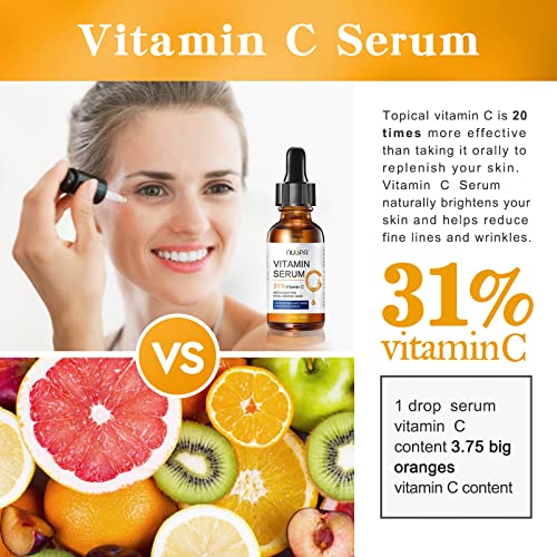 Vitamin C Serum for Face 2oz 31% Vitamin C Facial Moisturizer Ser...