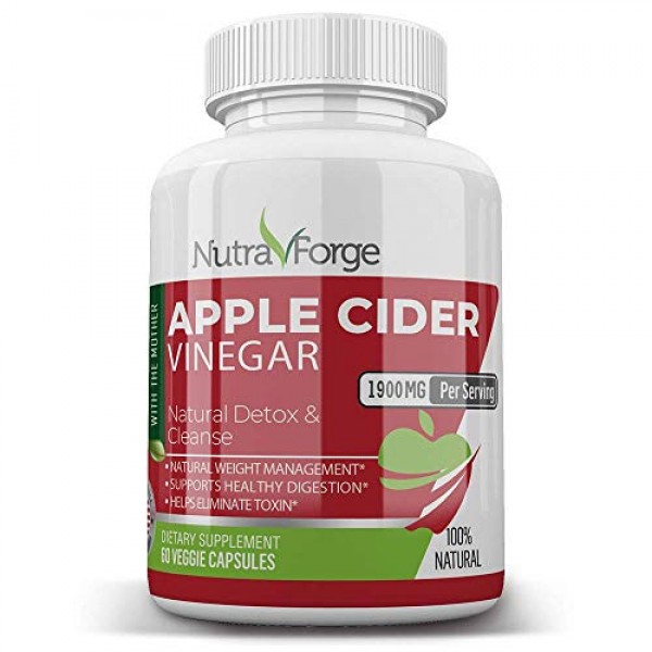 Apple Cider Vinegar Capsules Organic - Extra Strength 1900mg - Ap...