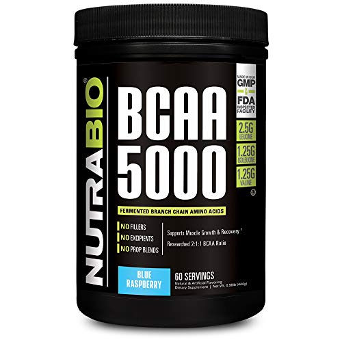 NutraBio BCAA 5000 Powder - Vegan Fermented BCAAs - Supports Lean...