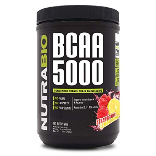 NutraBio BCAA 5000 Powder - Vegan Fermented BCAAs - Supports Lean...