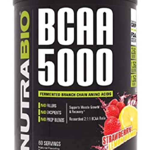 NutraBio BCAA 5000 Powder - Vegan Fermented BCAAs - Supports Lean...