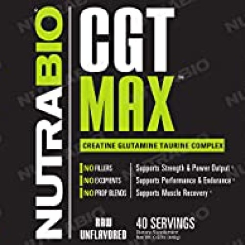 NutraBio CGT-MAX Powder- Creatine, Glutamine and Taurine to Suppo...