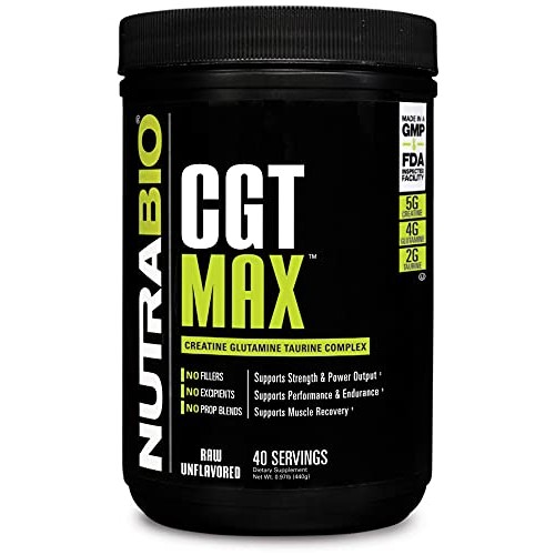 NutraBio CGT-MAX Powder- Creatine, Glutamine and Taurine to Suppo...