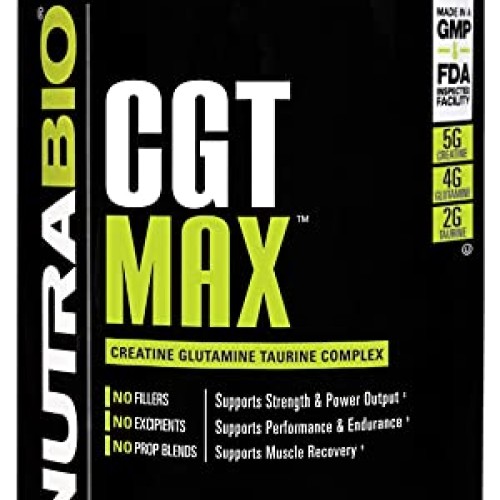 NutraBio CGT-MAX Powder- Creatine, Glutamine and Taurine to Suppo...