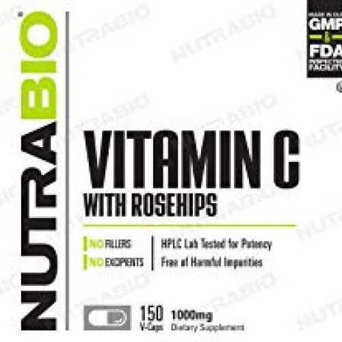 NutraBio Vitamin C with Rose Hips - Supports Healthy Bones, Teeth...