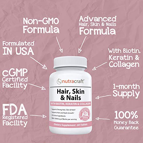 #1 Hair, Skin Nails Supplement with 5000mcg of Biotin, Keratin, C...