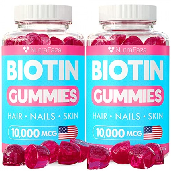 2 Pack Biotin Gummies - 10,000mcg [Highest Potency] - Best Hair...