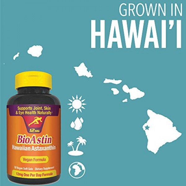 BioAstin Hawaiian Astaxanthin Vegan - 12mg, 50 Count - Hawaiian G...