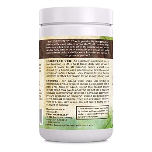 Nutri Essentials Organic Maca Root Powder 16 Oz - Supports Reprod...