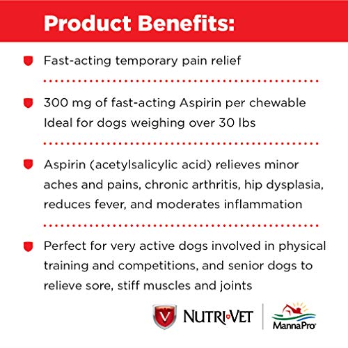 Nutri-Vet Aspirin Chewables for Large Dogs, 75 Count - Pack of 2
