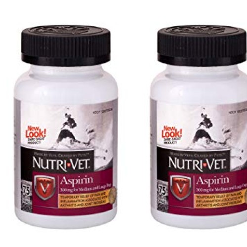 Nutri-Vet Aspirin Chewables for Large Dogs, 75 Count - Pack of 2