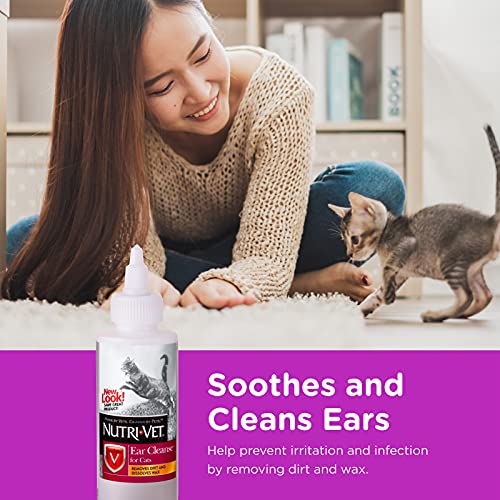 Nutri-Vet Ear Cleanser for Cats, Removes Dirt and Dissolves Wax, 4oz