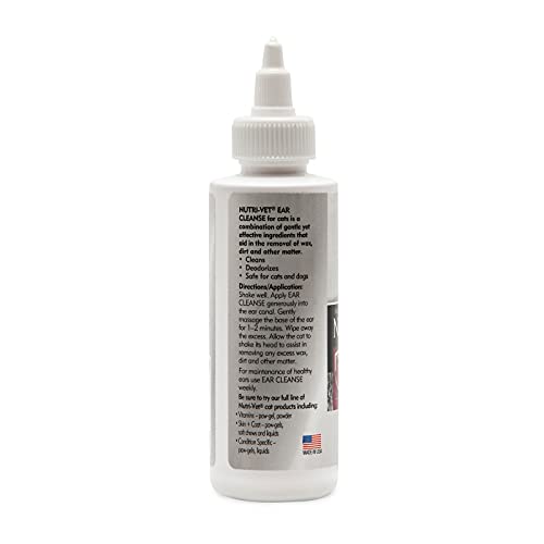 Nutri-Vet Ear Cleanser for Cats, Removes Dirt and Dissolves Wax, 4oz