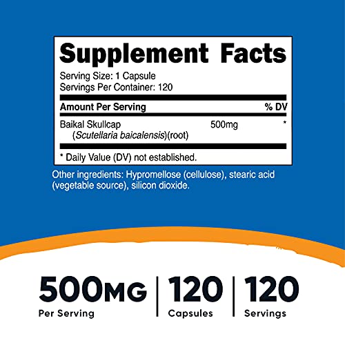 Nutricost Baikal Skullcap 500mg, 120 Capsules - Vegetarian Capsul...
