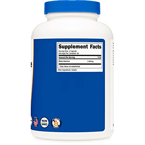 Nutricost Beta-Alanine Capsules 3400mg, 240 Capsules 60 Serv - ...