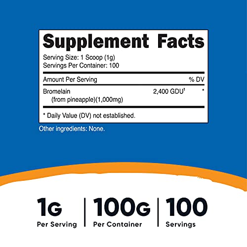 Nutricost Bromelain Powder 100 Grams - Bromelain 2400 GDU/g, No...