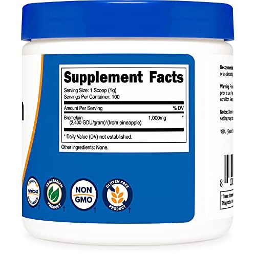 Nutricost Bromelain Powder 100 Grams - Bromelain 2400 GDU/g, No...