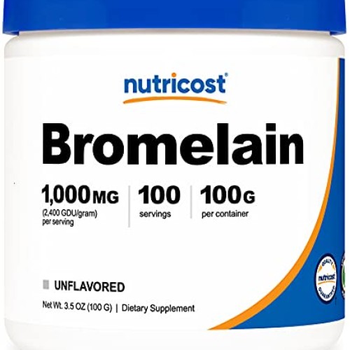 Nutricost Bromelain Powder 100 Grams - Bromelain 2400 GDU/g, No...