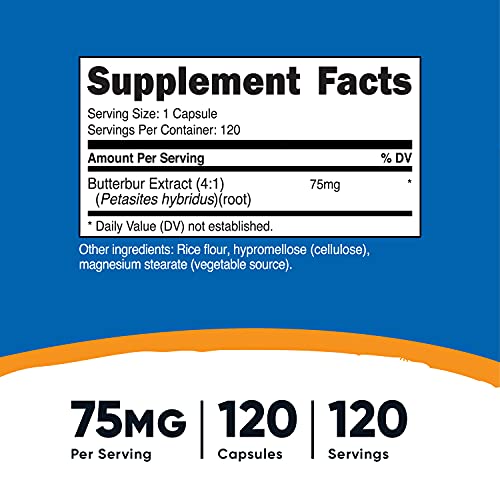 Nutricost Butterbur Extract Capsules 75mg 120 Capsules - Gluten...