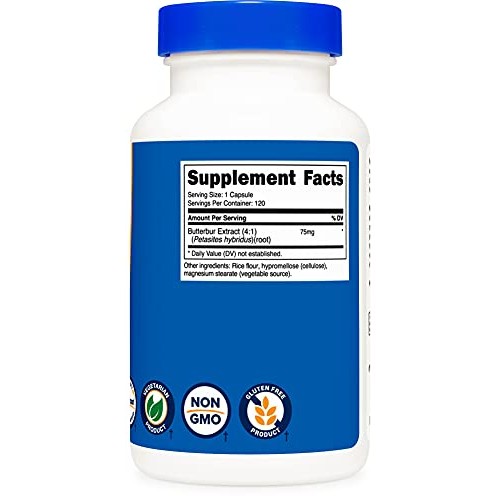 Nutricost Butterbur Extract Capsules 75mg 120 Capsules - Gluten...