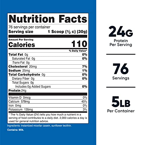 Nutricost Casein Protein Powder 5lb - Micellar Casein, Non-GMO, G...