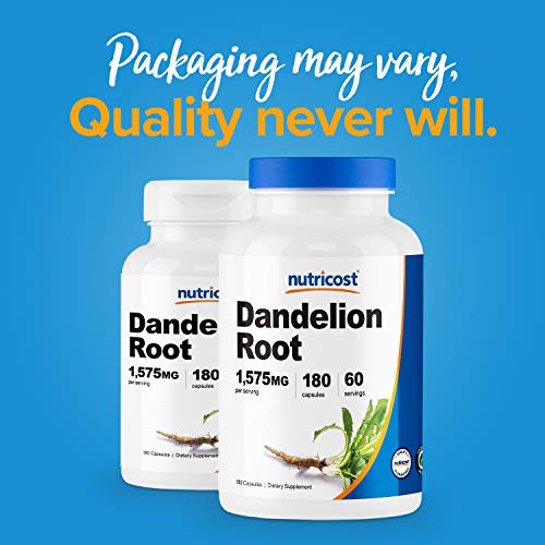 Nutricost Dandelion Root 525mg 180 Capsules - 1575mg Serving, N...
