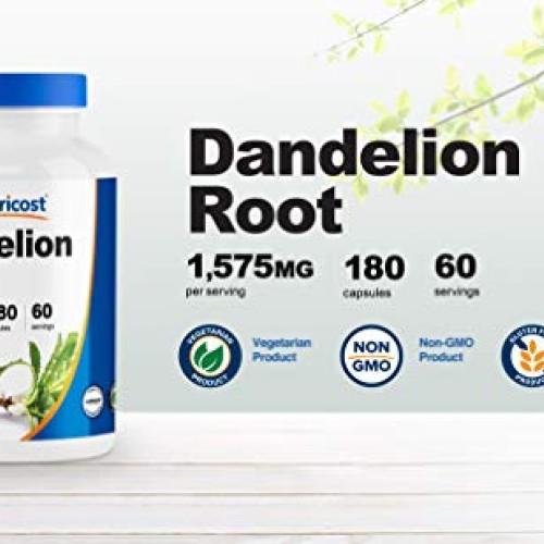 Nutricost Dandelion Root 525mg 180 Capsules - 1575mg Serving, N...