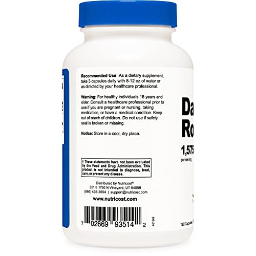 Nutricost Dandelion Root 525mg 180 Capsules - 1575mg Serving, N...