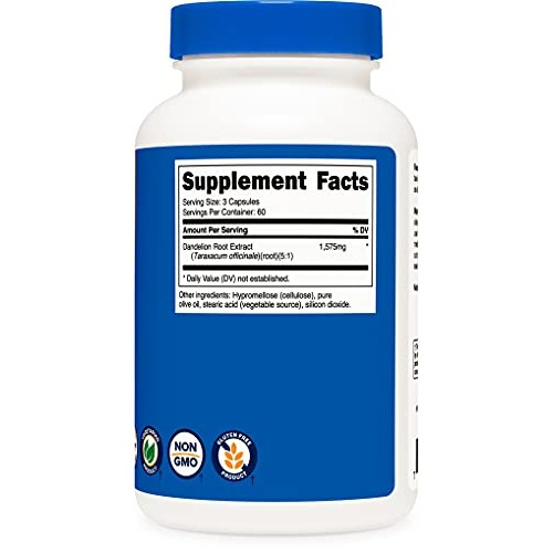 Nutricost Dandelion Root 525mg 180 Capsules - 1575mg Serving, N...