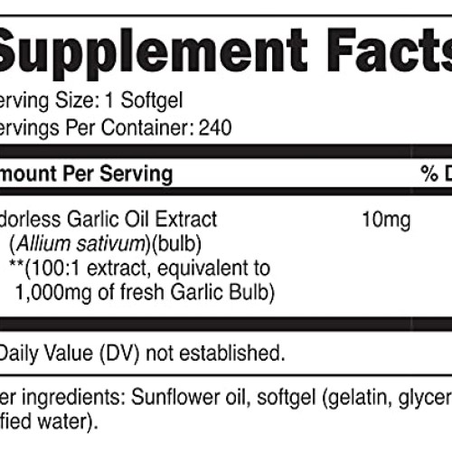 Nutricost Garlic 1000mg, 240 Softgels - Premium, High Potency, Gl...