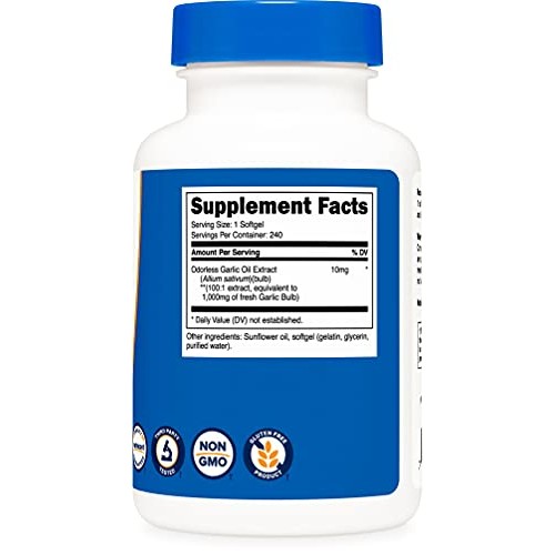 Nutricost Garlic 1000mg, 240 Softgels - Premium, High Potency, Gl...