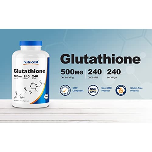Nutricost Glutathione Capsules 500mg, 240 Capsules - Gluten Free,...