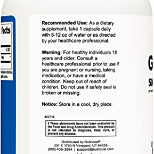 Nutricost Glutathione Capsules 500mg, 240 Capsules - Gluten Free,...