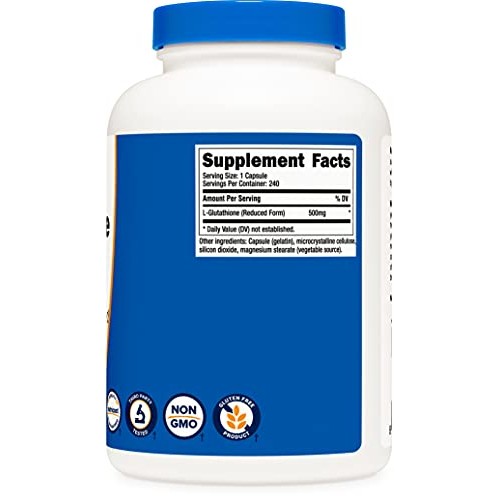 Nutricost Glutathione Capsules 500mg, 240 Capsules - Gluten Free,...