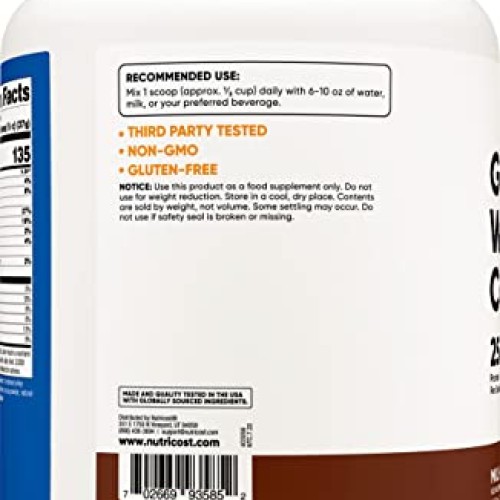 Nutricost Grass-Fed Whey Protein Concentrate Chocolate 5LBS - U...