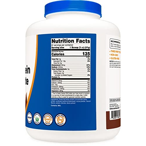 Nutricost Grass-Fed Whey Protein Concentrate Chocolate 5LBS - U...