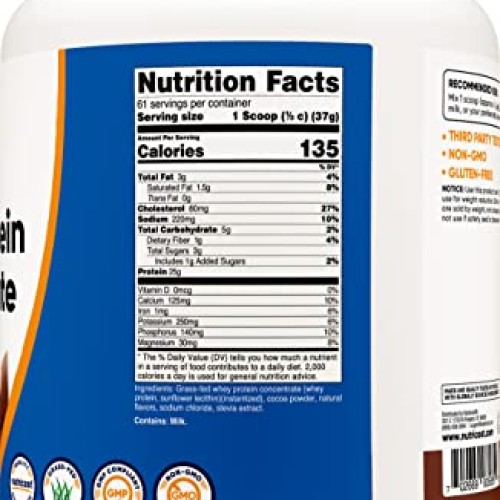 Nutricost Grass-Fed Whey Protein Concentrate Chocolate 5LBS - U...