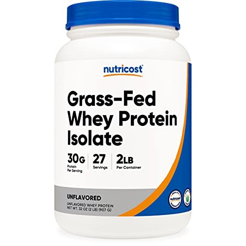 Nutricost Grass-Fed Whey Protein Isolate Unflavored 2LBS - Non-...