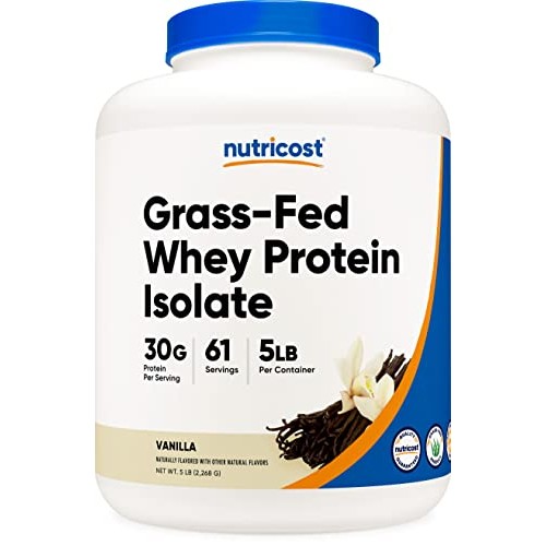 Nutricost Grass-Fed Whey Protein Isolate Vanilla 5LBS - Non-GMO...